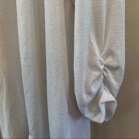 Evri Ruched Sleeve Long Open Front Lightweight Cardigan Coverup Size 1X - Picture 2 of 9